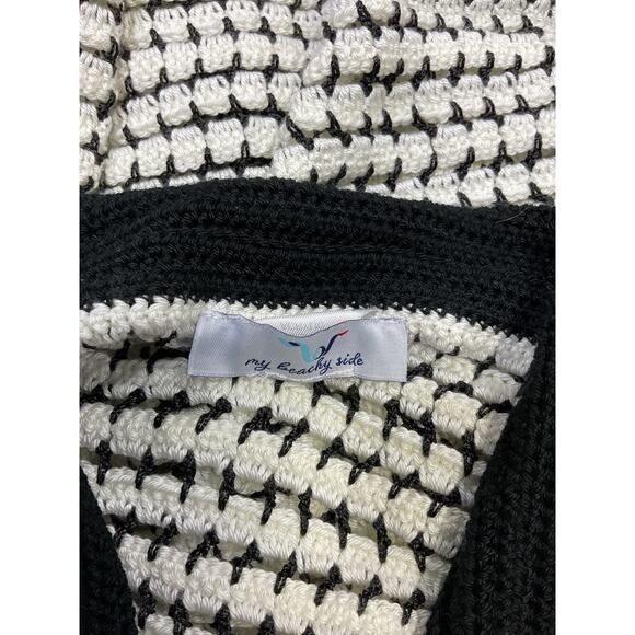 My Beachy Side Revolve Black Microfiber Acrylic Crochet Cropped Cardigan Size S - Picture 4 of 5